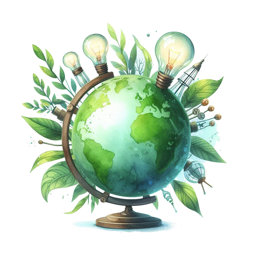 Globe with lamps depicting green energy