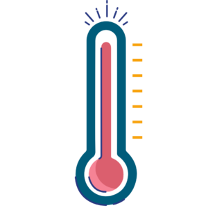 Thermometer showing high temperatures